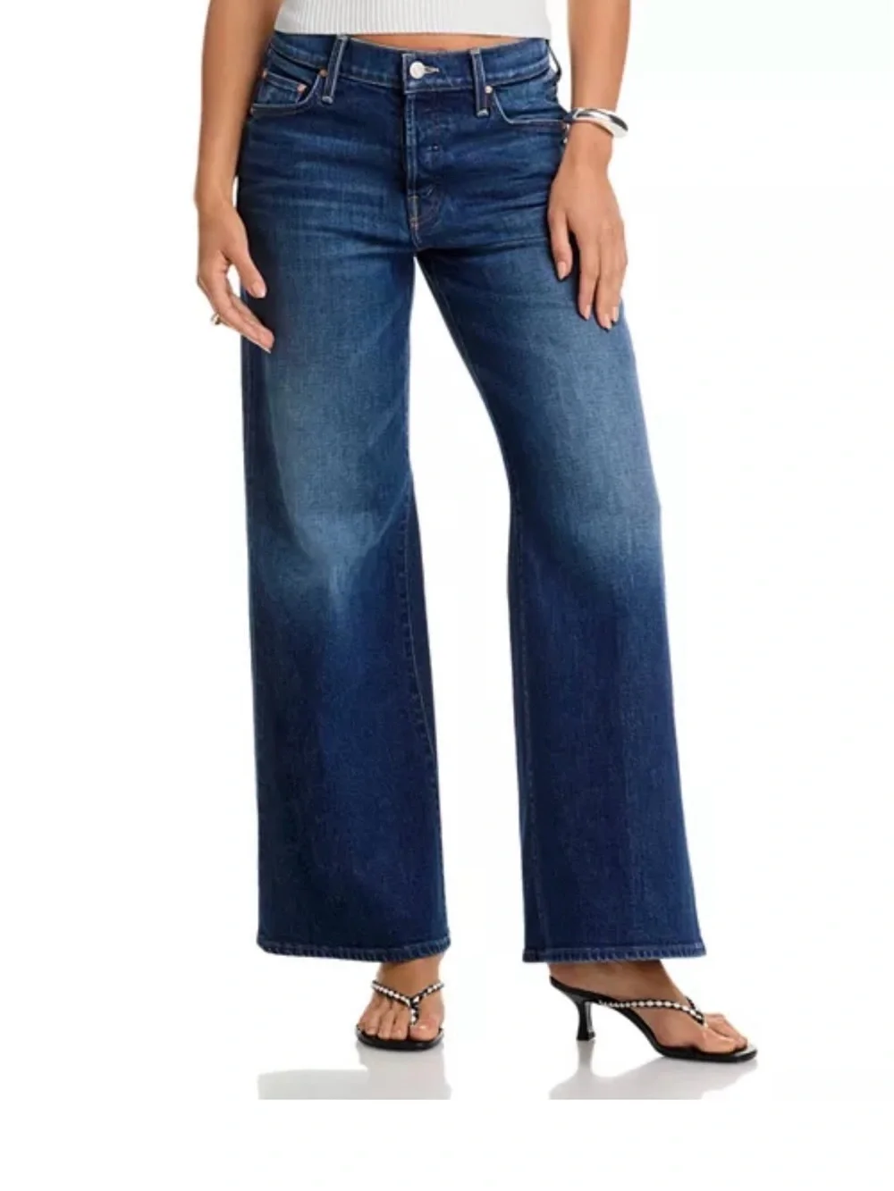 MOTHER Lil Tomcat Roller Skimp Wide leg Jeans in Perfectly Imperfect Wash - Picture 2 of 6